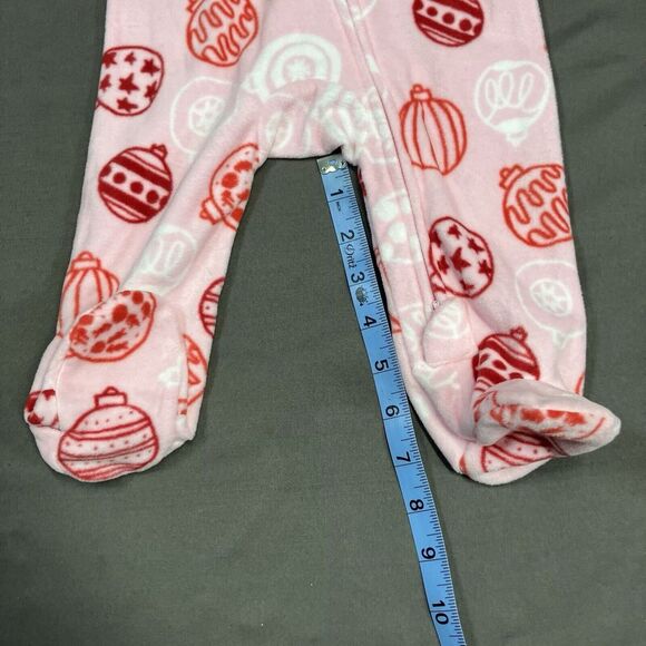 Falls Creek Fleece Footed Sleeper / 3-6M Baby Girls / Pink / Ornaments Christmas - Picture 5 of 10